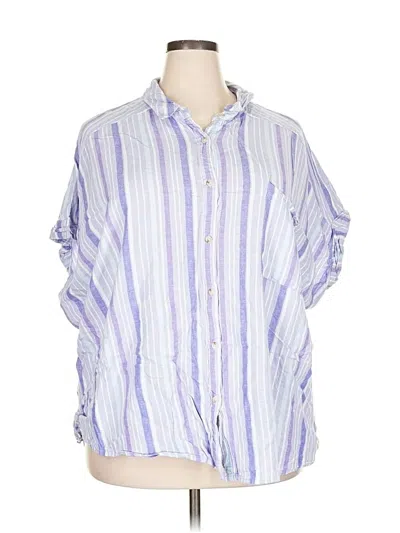 Pre-owned Terra & Sky 3/4 Sleeve Button Down Shirt In Blue