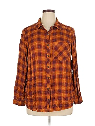 Pre-owned Terra & Sky 3/4 Sleeve Button Down Shirt In Orange