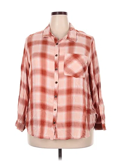 Pre-owned Terra & Sky 3/4 Sleeve Button Down Shirt In Orange