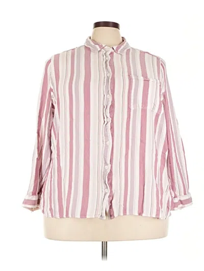 Pre-owned Terra & Sky 3/4 Sleeve Button Down Shirt In Pink
