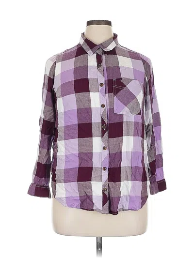 Pre-owned Terra & Sky 3/4 Sleeve Button Down Shirt In Purple
