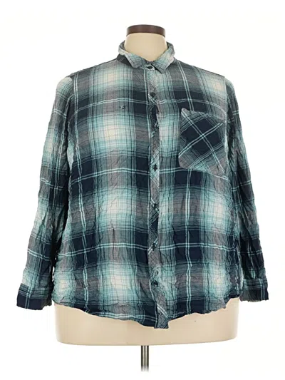 Pre-owned Terra & Sky 3/4 Sleeve Button Down Shirt In Teal