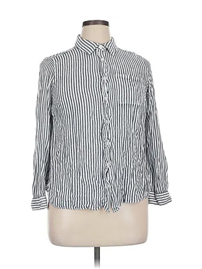 Pre-owned Terra & Sky 3/4 Sleeve Button Down Shirt In White