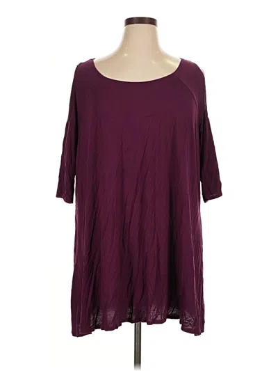 Pre-owned Terra & Sky 3/4 Sleeve Top Burgundy Scoop Neck Tops