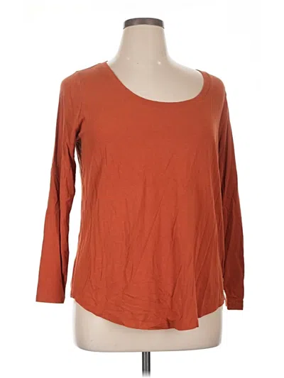 Pre-owned Terra & Sky 3/4 Sleeve Top Orange Scoop Neck Tops