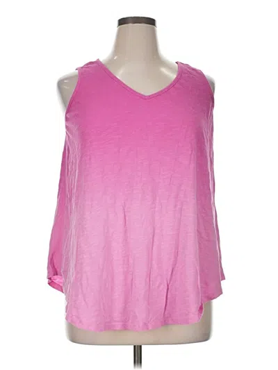 Pre-owned Terra & Sky 3/4 Sleeve Top Pink Cold Shoulder Neckline Tops