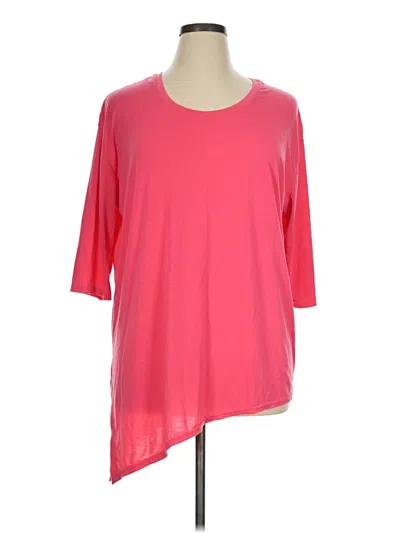 Pre-owned Terra & Sky 3/4 Sleeve Top Pink One Shoulder Neckline Tops