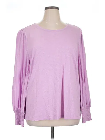Pre-owned Terra & Sky 3/4 Sleeve Top Purple Boatneck Tops