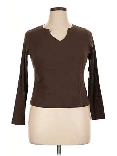 Pre-owned Terra & Sky 3/4 Sleeve T-shirt In Brown