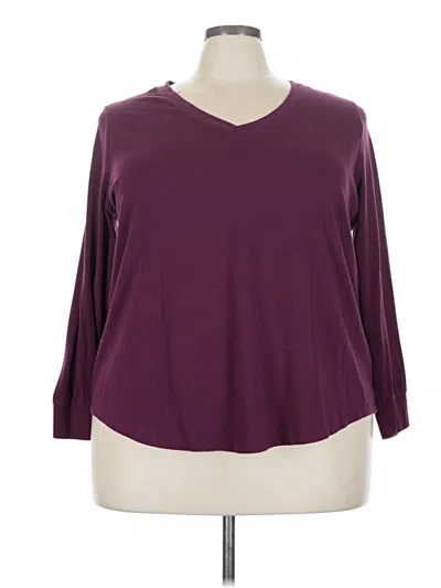 Pre-owned Terra & Sky 3/4 Sleeve T-shirt In Burgundy