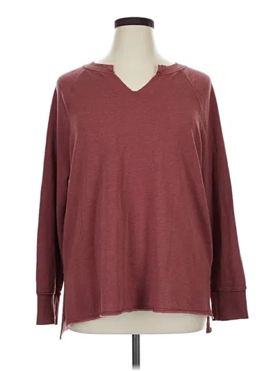 Pre-owned Terra & Sky 3/4 Sleeve T-shirt In Burgundy