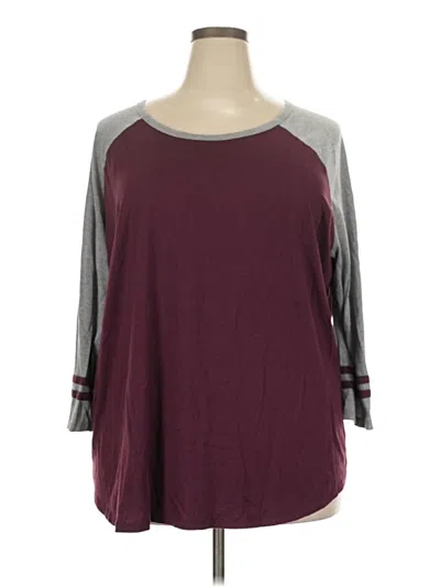 Pre-owned Terra & Sky 3/4 Sleeve T-shirt In Burgundy