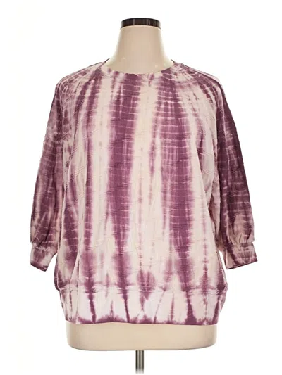 Pre-owned Terra & Sky 3/4 Sleeve T-shirt In Burgundy