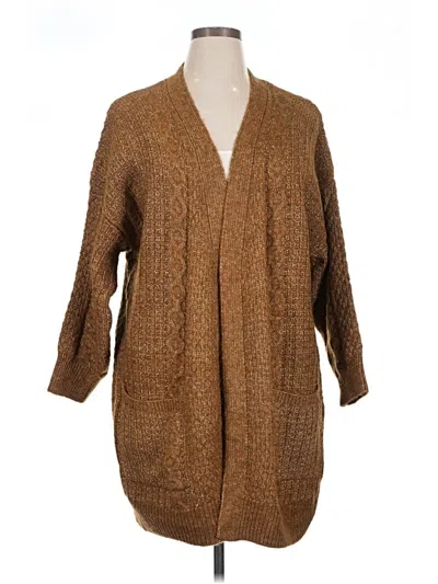 Pre-owned Terra & Sky Cardigan Sweater In Brown