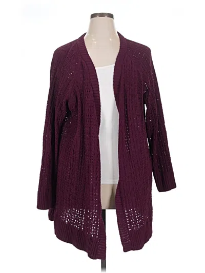 Pre-owned Terra & Sky Cardigan Sweater In Burgundy