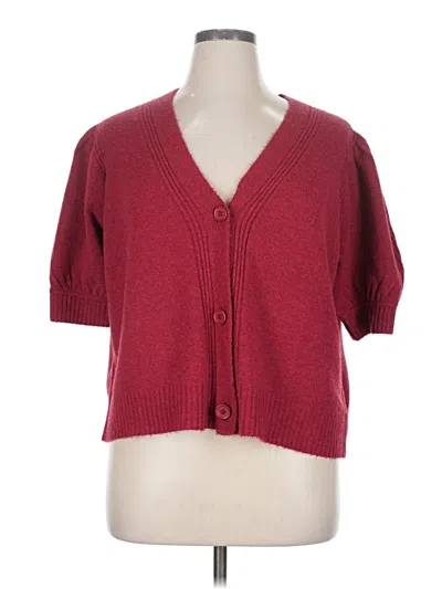 Pre-owned Terra & Sky Cardigan Sweater In Red