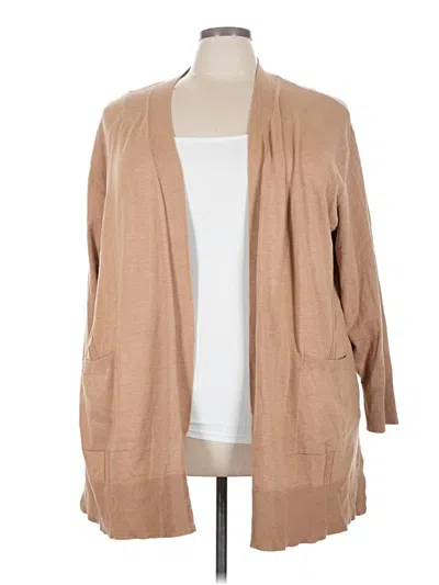 Pre-owned Terra & Sky Cardigan Sweater In Tan