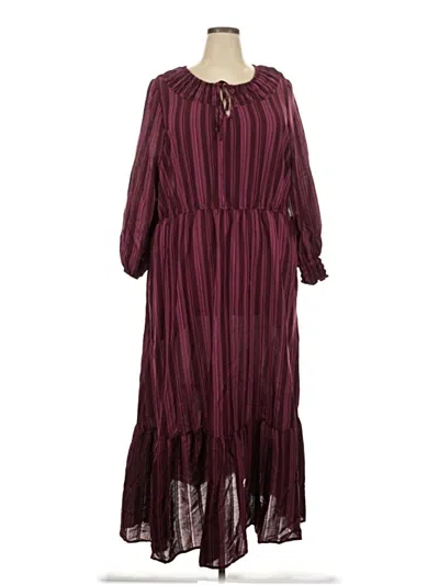 Pre-owned Terra & Sky Casual Dress In Burgundy