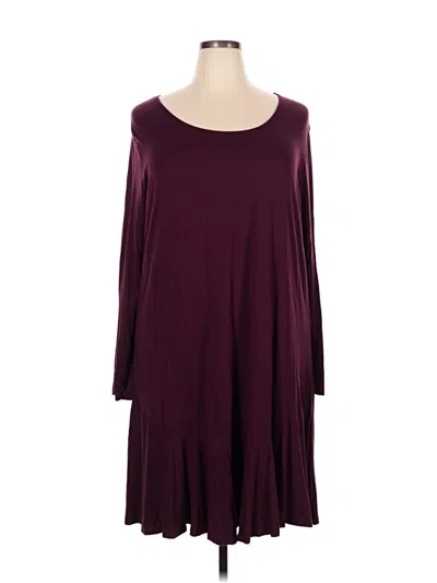 Pre-owned Terra & Sky Casual Dress In Burgundy
