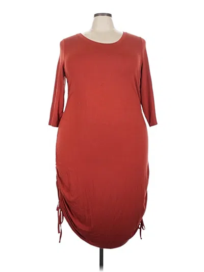 Pre-owned Terra & Sky Casual Dress In Burgundy