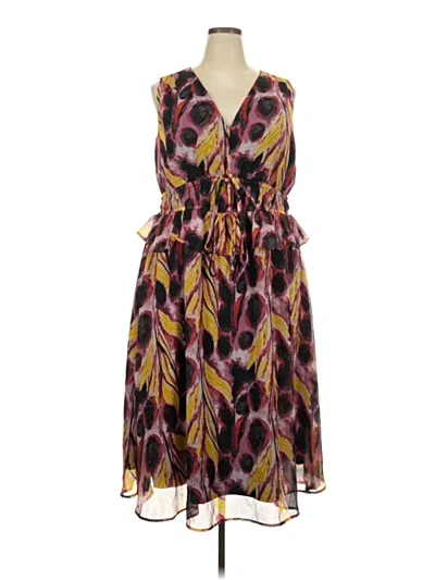 Pre-owned Terra & Sky Cocktail Dress In Burgundy