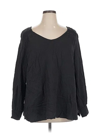 Pre-owned Terra & Sky Long Sleeve Blouse In Black