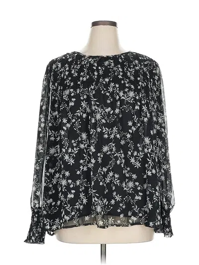 Pre-owned Terra & Sky Long Sleeve Blouse In Black
