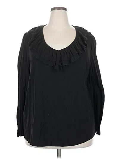 Pre-owned Terra & Sky Long Sleeve Blouse In Black