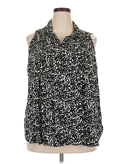 Pre-owned Terra & Sky Long Sleeve Blouse In Black