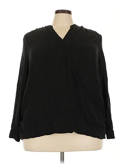 Pre-owned Terra & Sky Long Sleeve Blouse In Black