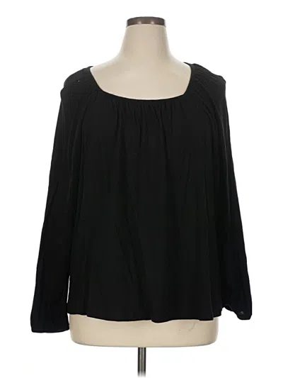 Pre-owned Terra & Sky Long Sleeve Blouse In Black
