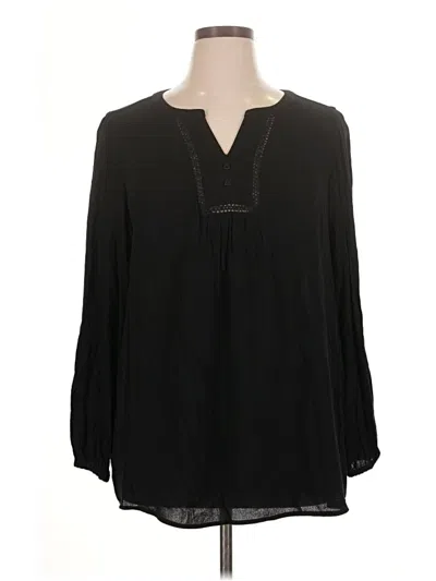 Pre-owned Terra & Sky Long Sleeve Blouse In Black