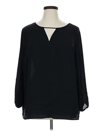 Pre-owned Terra & Sky Long Sleeve Blouse In Black