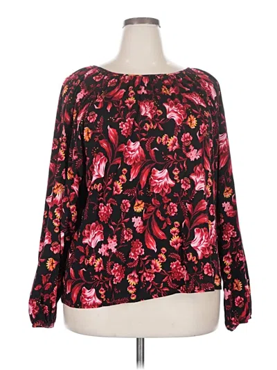 Pre-owned Terra & Sky Long Sleeve Blouse In Black