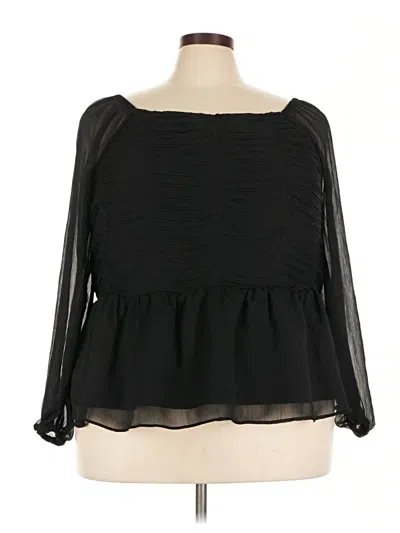 Pre-owned Terra & Sky Long Sleeve Blouse In Black