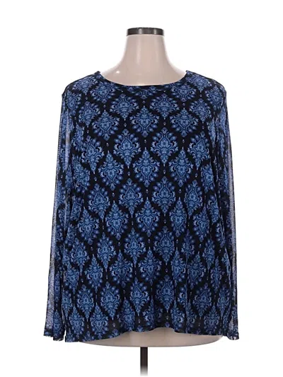 Pre-owned Terra & Sky Long Sleeve Blouse In Blue
