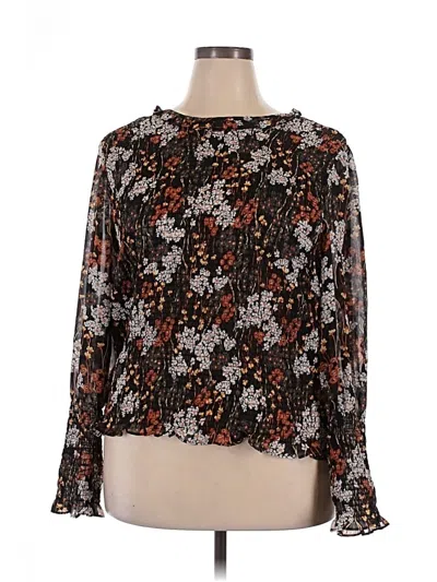 Pre-owned Terra & Sky Long Sleeve Blouse In Brown