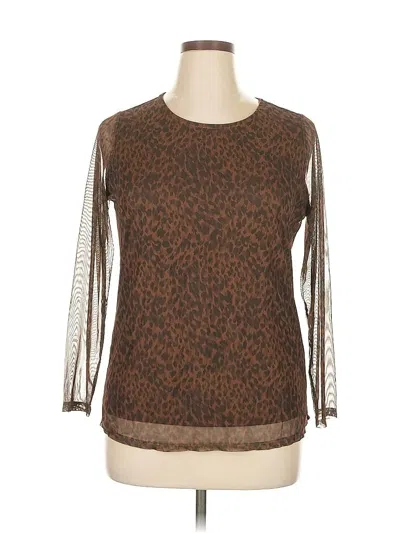 Pre-owned Terra & Sky Long Sleeve Blouse In Brown
