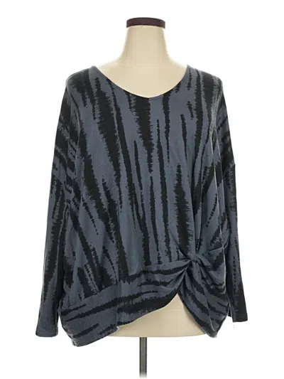Pre-owned Terra & Sky Long Sleeve Blouse In Gray