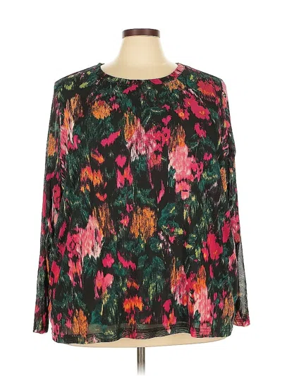 Pre-owned Terra & Sky Long Sleeve Blouse In Green