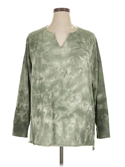 Pre-owned Terra & Sky Long Sleeve Blouse In Green
