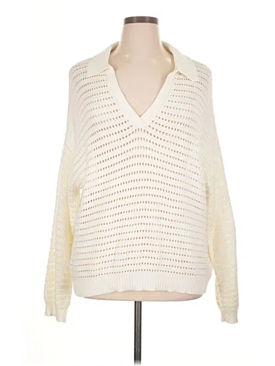 Pre-owned Terra & Sky Long Sleeve Blouse In Ivory