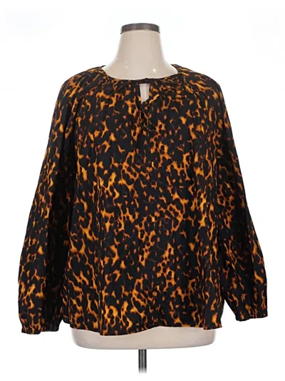 Pre-owned Terra & Sky Long Sleeve Blouse In Orange