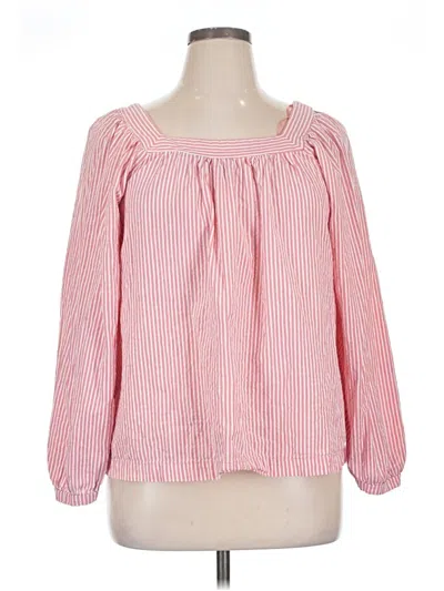 Pre-owned Terra & Sky Long Sleeve Blouse In Pink