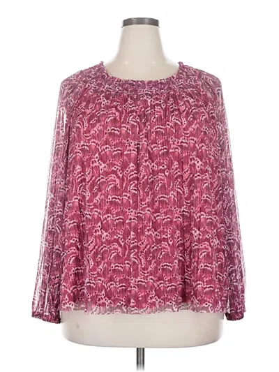 Pre-owned Terra & Sky Long Sleeve Blouse In Pink