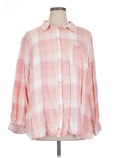 Pre-owned Terra & Sky Long Sleeve Blouse In Pink