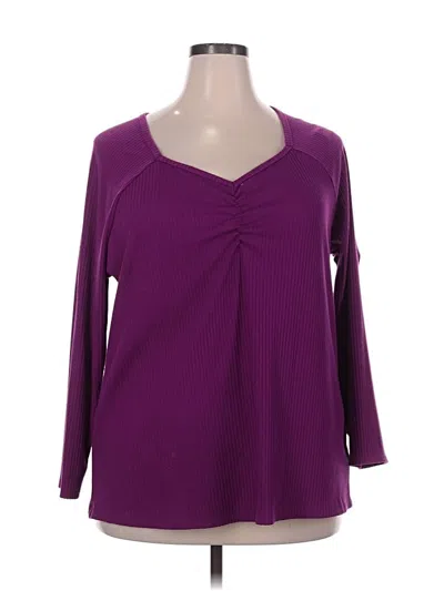 Pre-owned Terra & Sky Long Sleeve Blouse In Purple