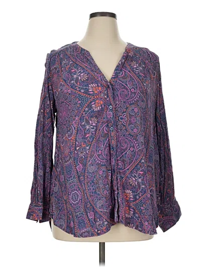 Pre-owned Terra & Sky Long Sleeve Blouse In Purple