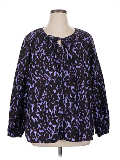 Pre-owned Terra & Sky Long Sleeve Blouse In Purple