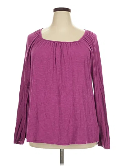 Pre-owned Terra & Sky Long Sleeve Blouse In Purple